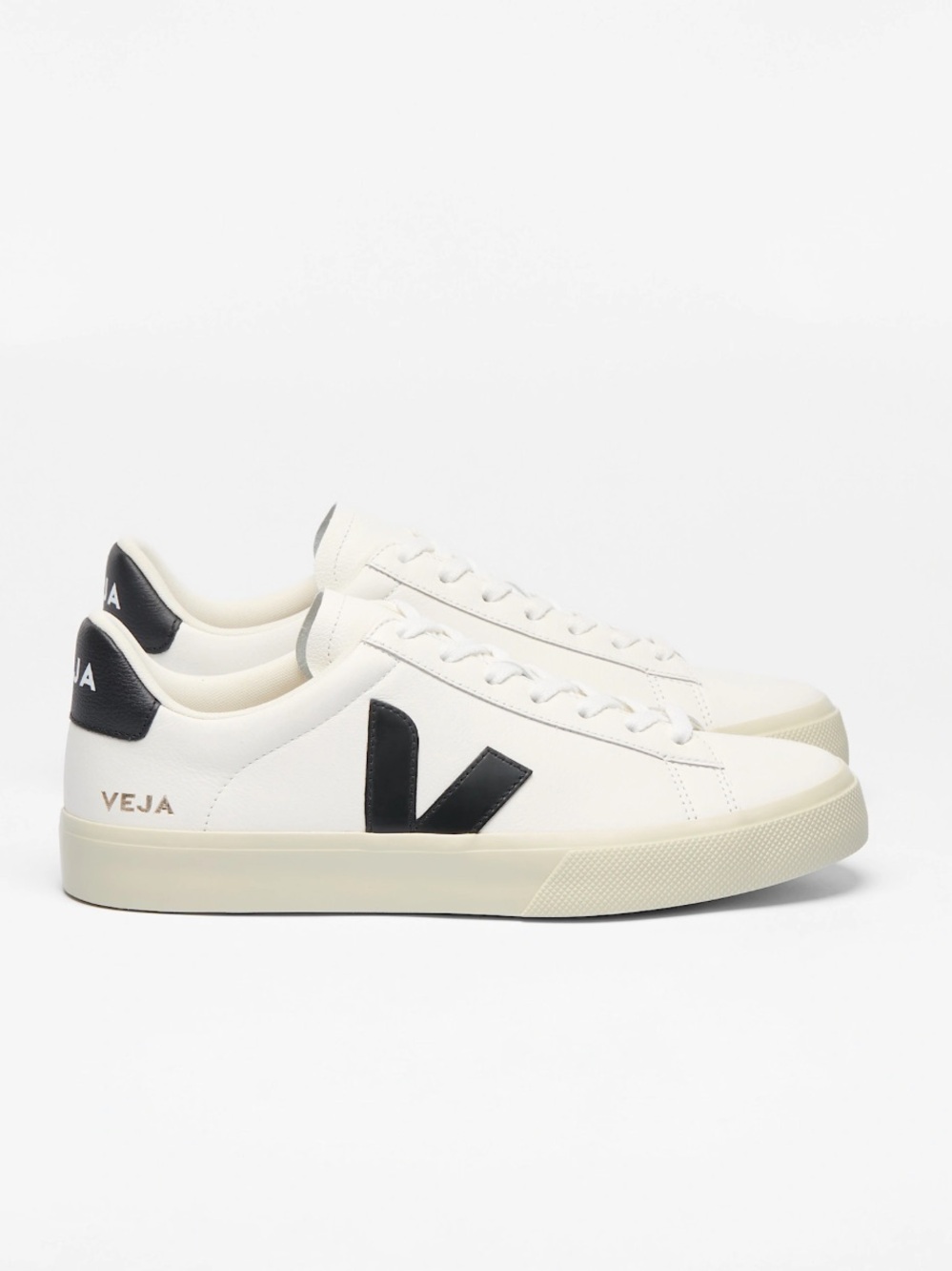 VEJA Campo Leather Sneakers in White and Black